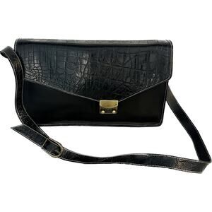 Vintage Candida Italian Crocodile Alligator Leather Shoulder Bag Velvet Lined